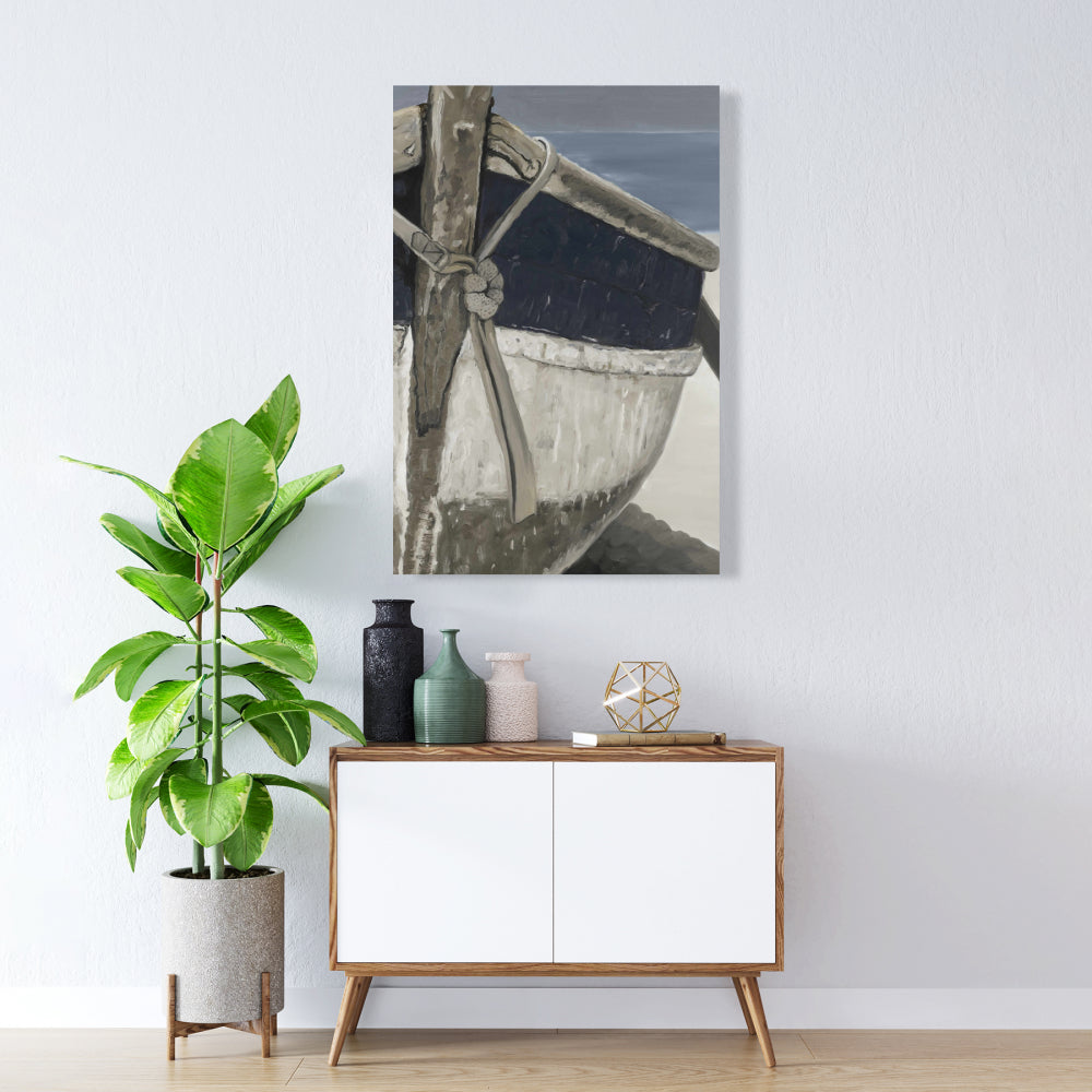 Toile Bateau bleu marine | Décoration murale nautique pour salle de bain