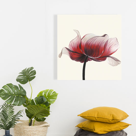 Black Floral Exotic Canvas | Anemone Flower Home Decor
