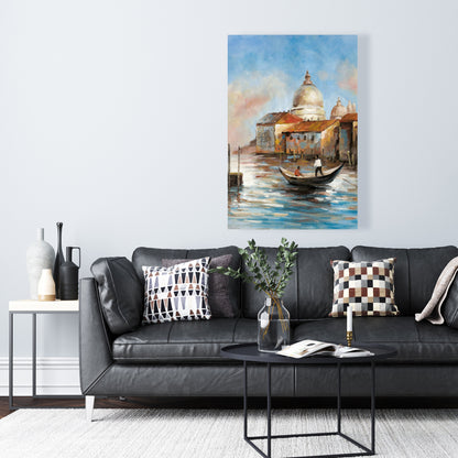 Modern Bedroom Canvas - Two Europeans on a Gondola Artwork