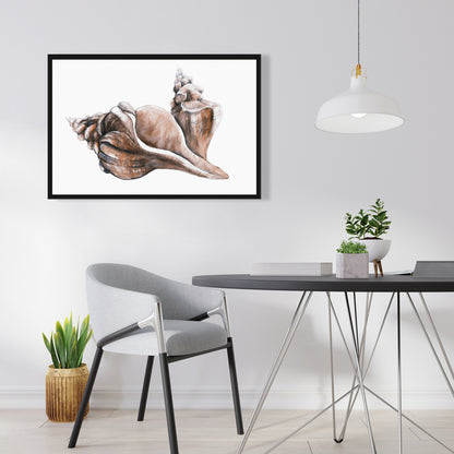 Toile Coquillages Corail Cheval Conque - Décoration de salle de bain Bleu Mer