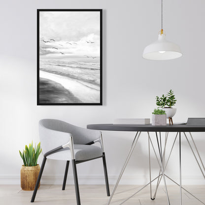 Toile monochrome grise avec coucher de soleil tropical | Décoration d'intérieur