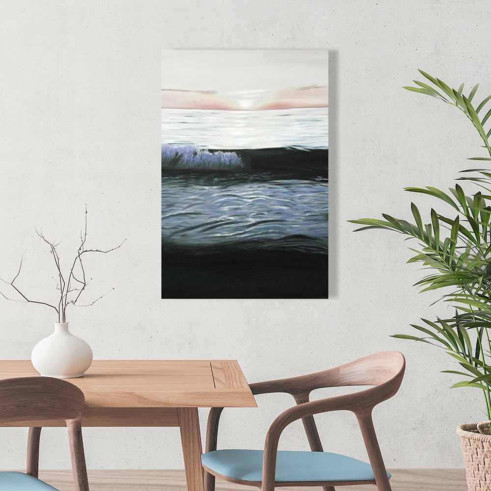 Toile marine désaturée au coucher du soleil | Décoration d'intérieur côtière