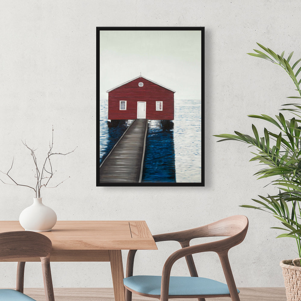 Boathouse Blue Framed Canvas | Bathroom Decor | Home Art