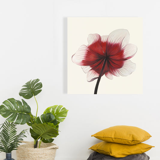 Black Botanical Anemone Red Flower Canvas - Home Decor Art
