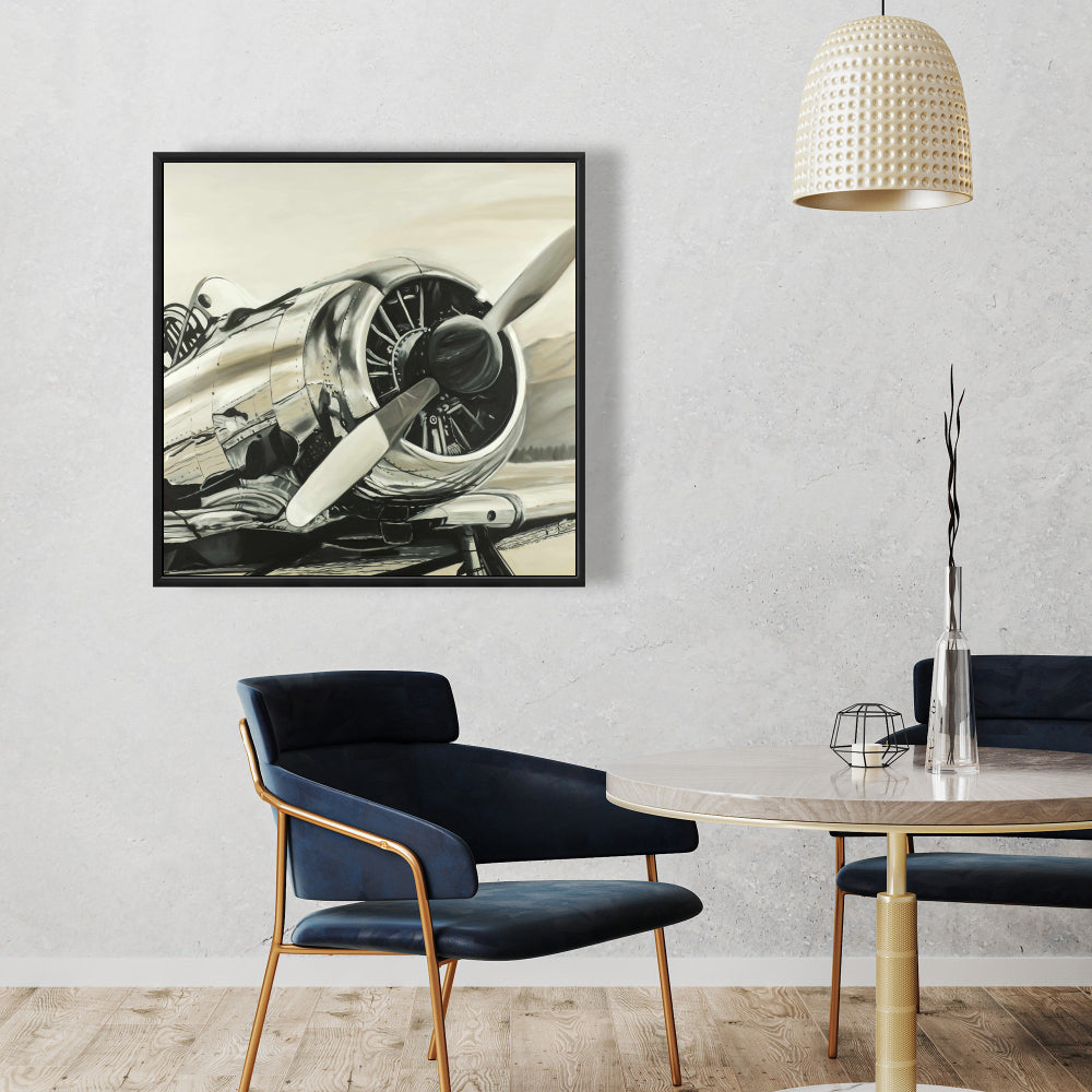 Vintage Aircraft Canvas | Black Framed | Home Decor Art