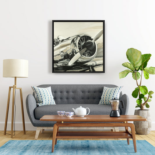 Vintage Aircraft Canvas | Black Framed | Home Decor Art