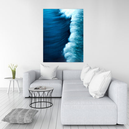 Wave Canvas - Contemporary Blue Bedroom Wall Art Decor