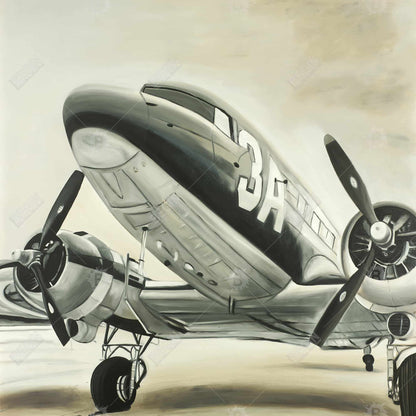 Vintage Airplane Canvas | Black Aviation Decor for Home