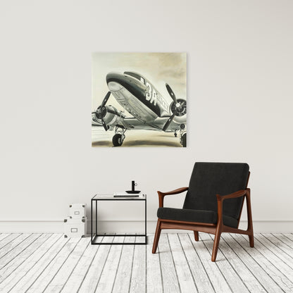 Vintage Airplane Canvas | Black Aviation Decor for Home