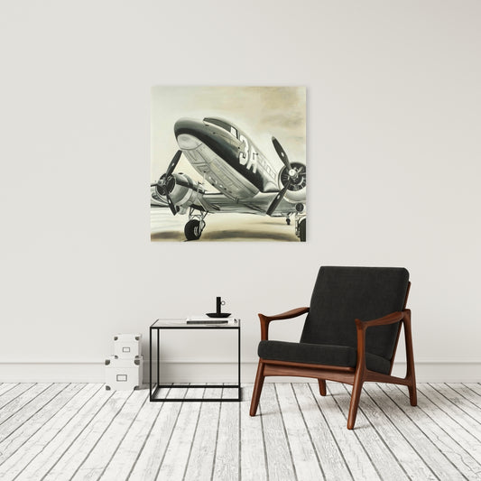 Vintage Airplane Canvas | Black Aviation Decor for Home