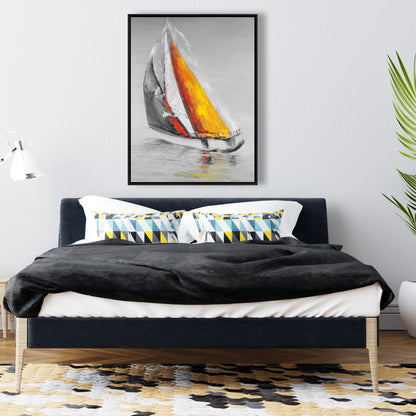 Two Colors Sailing Boat Canvas | Coastal Blue Home Decor