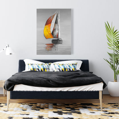 Contemporary White Boat Canvas - Sail Art for Home Decor