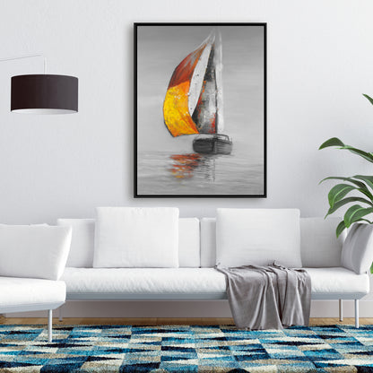Coastal White Framed Canvas - Sail | Bedroom Wall Art Decor