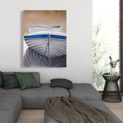 Two Canoe Boats Canvas | Contemporary Coastal Home Decor