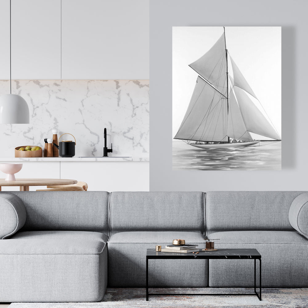Décoration de chambre côtière | Toile encadrée représentant un voilier