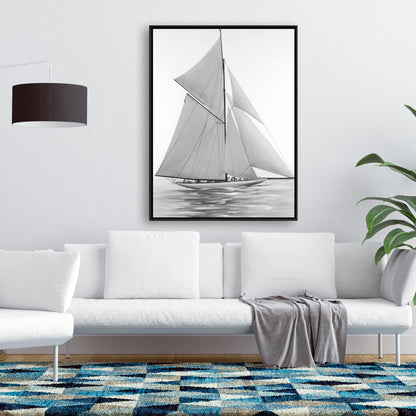 Décoration de chambre côtière | Toile encadrée représentant un voilier