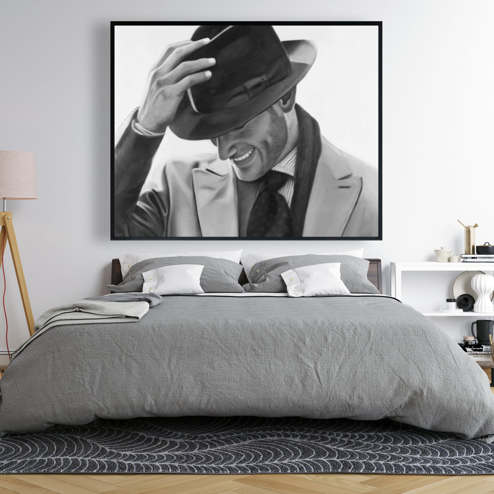 Toile « Homme bien habillé » | Cadre blanc monochrome