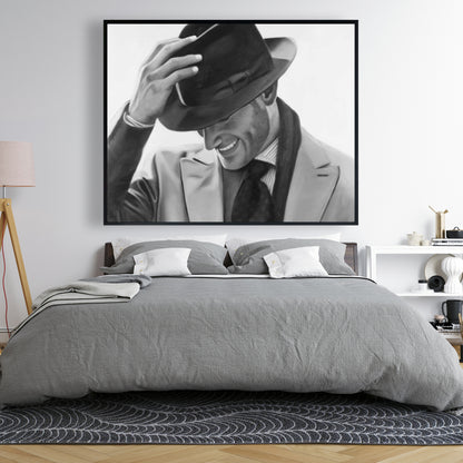 Toile « Homme bien habillé » | Cadre blanc monochrome
