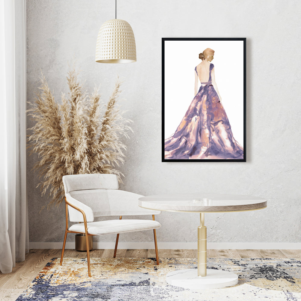 Robe de bal violette sur toile | Décoration murale