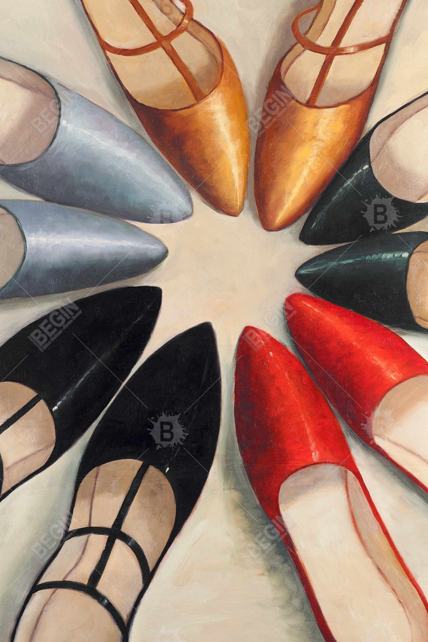 Black Shoes Fashion Canvas - Five Pairs Women's Home Decor
