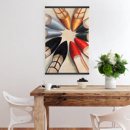 Black Shoes Fashion Canvas - Five Pairs Women's Home Decor