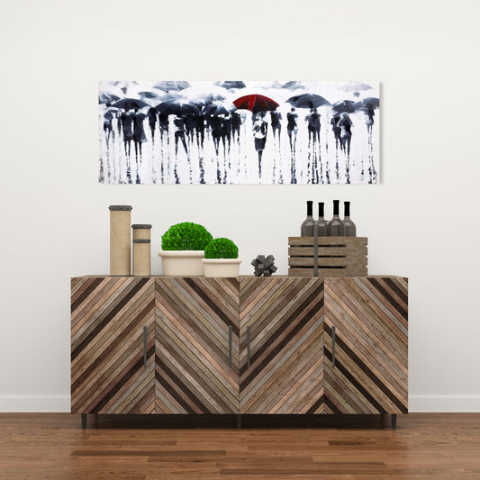 Bedroom Wall Art | Blue Canvas Abstract Silhouettes Rain