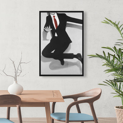 Toile blanche classique représentant un homme sautant | Décoration d'intérieur