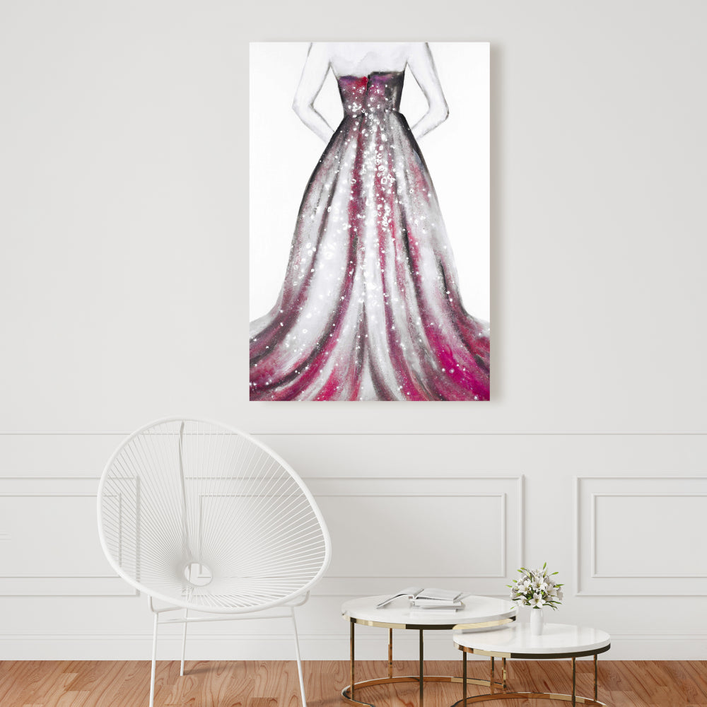 Pink Princess Dress Canvas - Bedroom Fashion Decor Wall Art