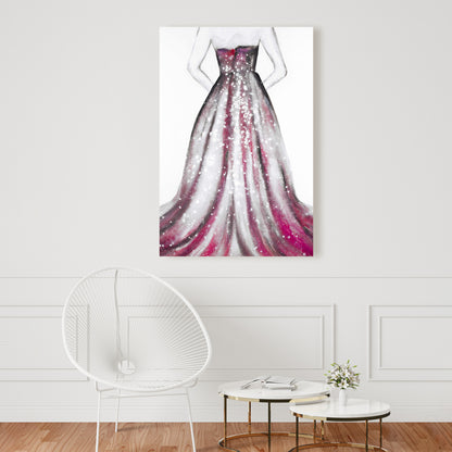 Pink Princess Dress Canvas - Bedroom Fashion Decor Wall Art