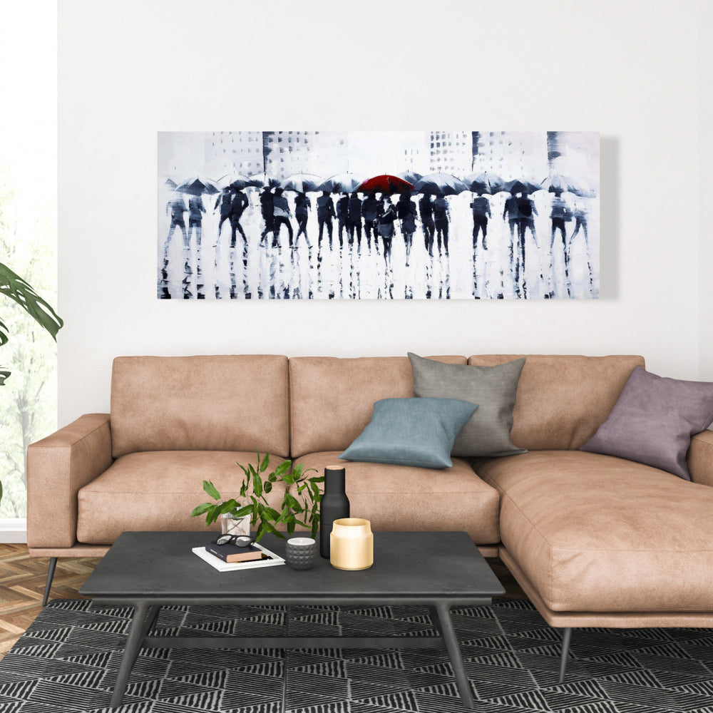 Silhouettes Walking in the Rain Canvas | Modern Bedroom Decor