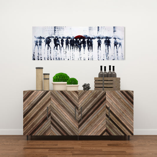 Silhouettes Walking in the Rain Canvas | Modern Bedroom Decor