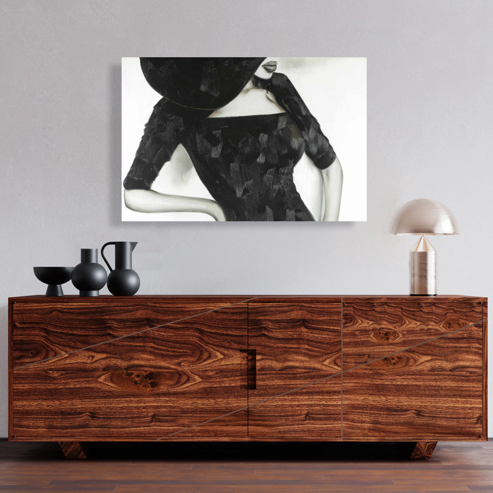 Belle toile monochrome classique représentant une femme | Décoration d'intérieur tendance