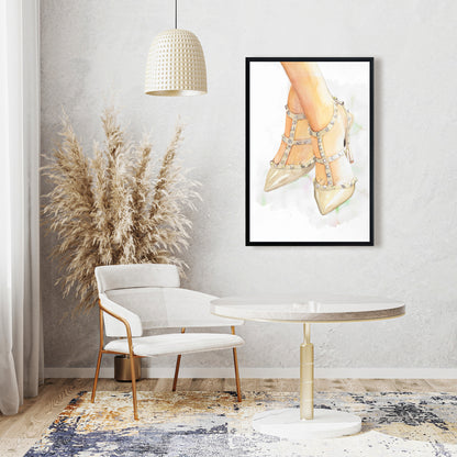 Toile à talons hauts cloutés - Décoration murale pour chambre à coucher - Encadrée