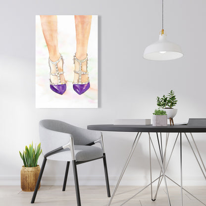 Purple Studded High Heels Canvas - Fashion Home Decor Shoes
