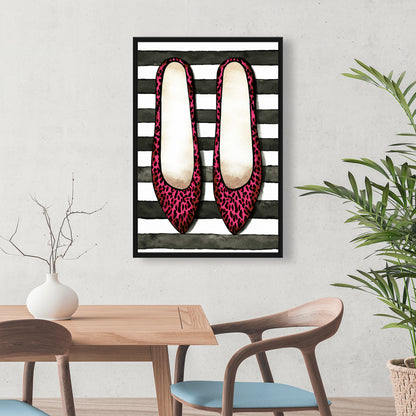 Toile encadrée « Chaussures léopard roses » - Décoration d'intérieur