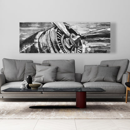 Vintage Airplane Propeller Gray Canvas - Home Decor Art