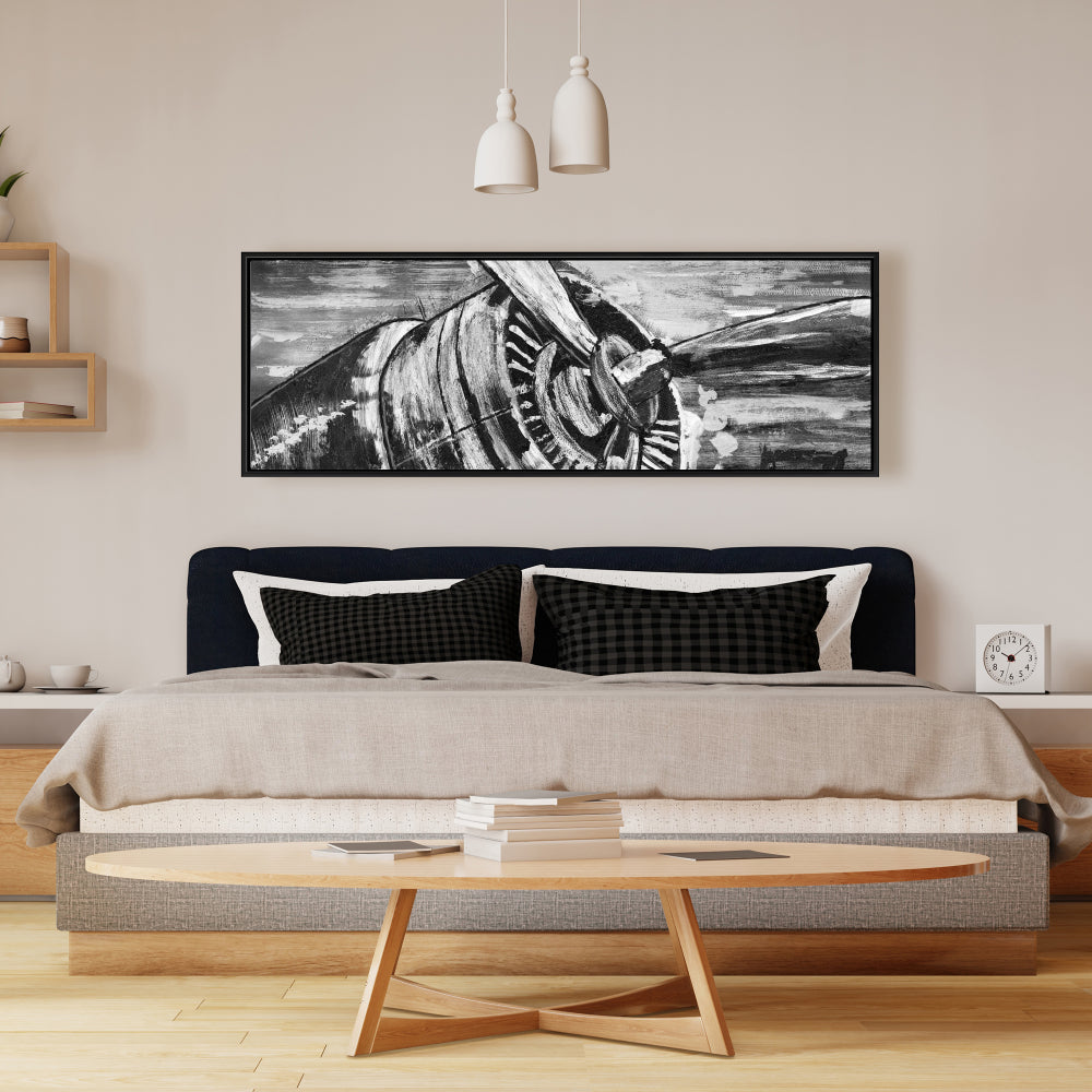 Toile Hélice d'avion vintage - Décoration industrielle grise