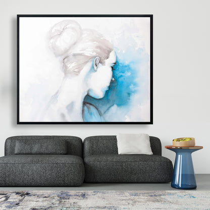 Watercolor Girl with Hair Bun Canvas | Beauty Bedroom Decor