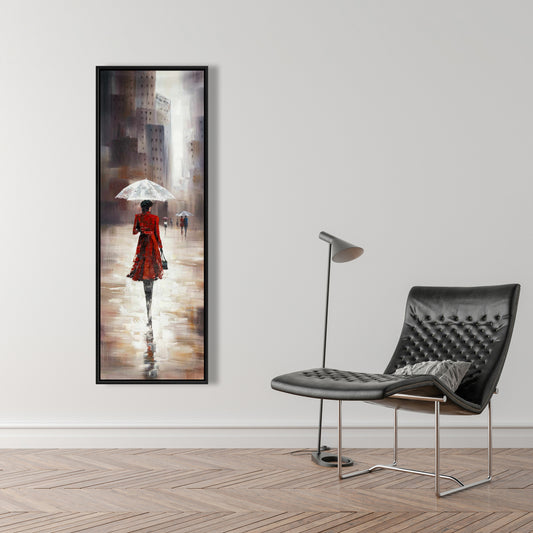 Quiet Walk in the Rain Canvas - Gray Framed Bedroom Decor
