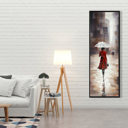 Quiet Walk in the Rain Canvas - Gray Framed Bedroom Decor