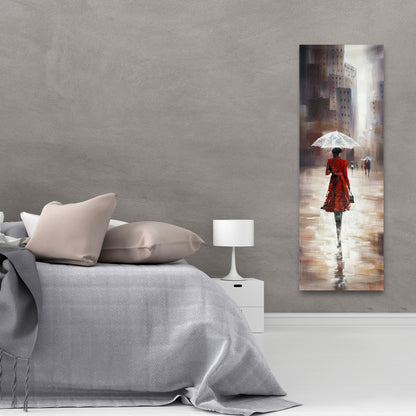 Gray Contemporary Street Canvas - Quiet Walk in the Rain Decor