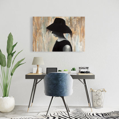 Audrey Hepburn Big Hat Canvas - Brown Bedroom Home Decor