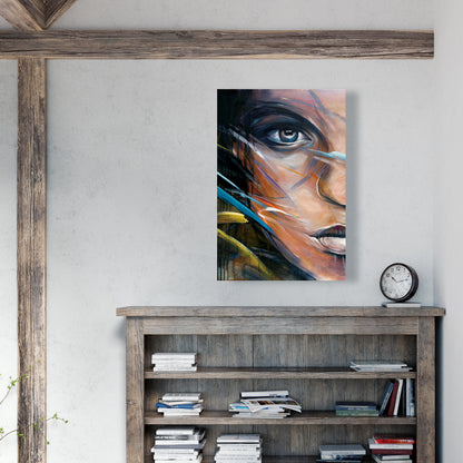 Bohemian Blue Beauty Canvas | Colorful Woman Face Art Decor