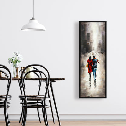 Quiet Walk in the Rain Canvas - Romantic Street Scene Decor