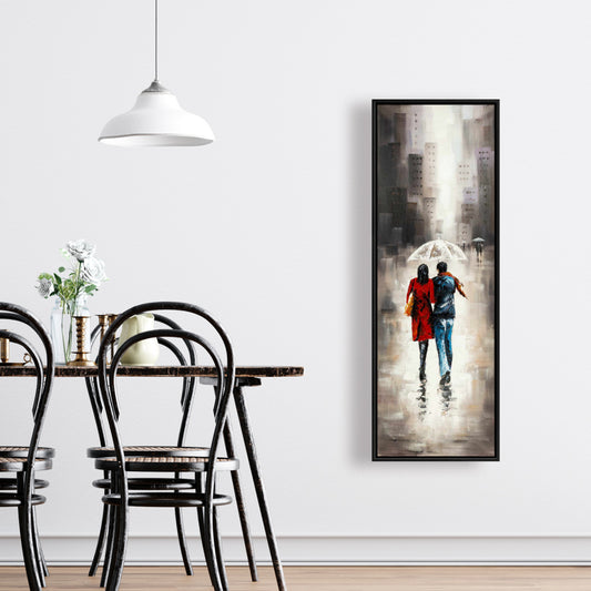 Quiet Walk in the Rain Canvas - Romantic Street Scene Decor