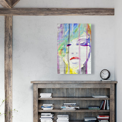 Beauty Figurative Gray Canvas - Abstract Colorful Portrait Decor