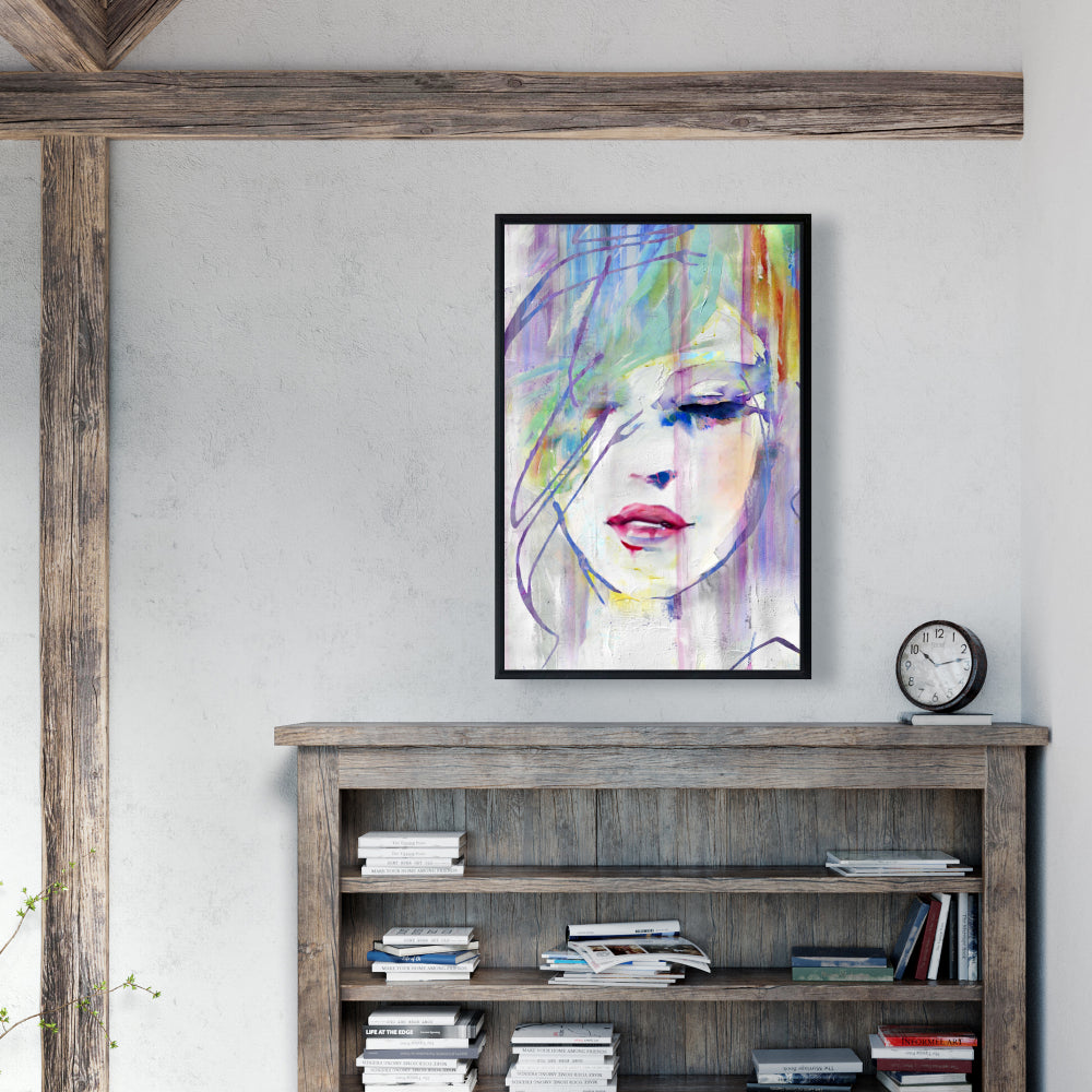 Abstract Beauty Woman Figurative Canvas - Gray Framed Decor