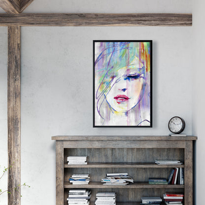 Abstract Beauty Woman Figurative Canvas - Gray Framed Decor