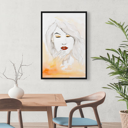 Romantic Beauty Watercolor Portrait Framed Canvas - Home Decor