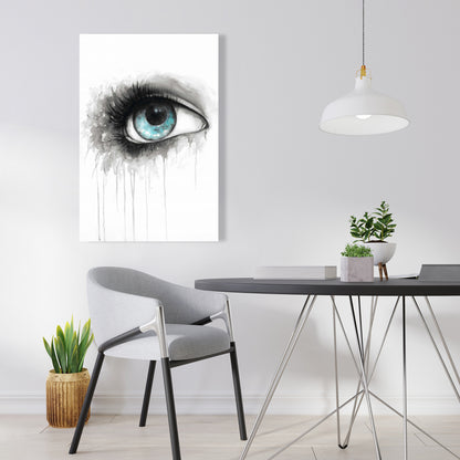 Blue Eye Watercolor Canvas | Illustrative Bedroom Wall Art